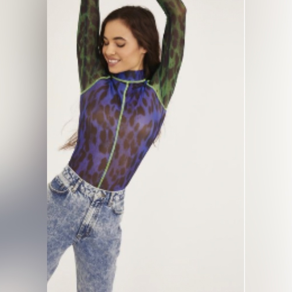 New Girl Order Animal Print Mesh Top, Size M
